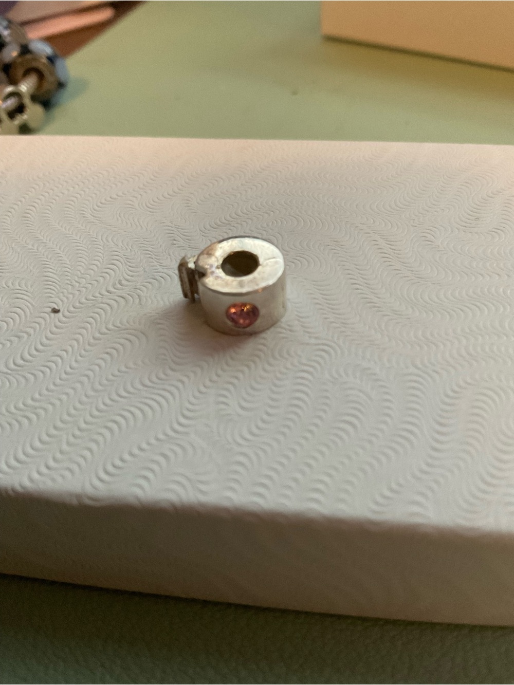 Chamilia Silver Spacer Charm with Pink Crystal